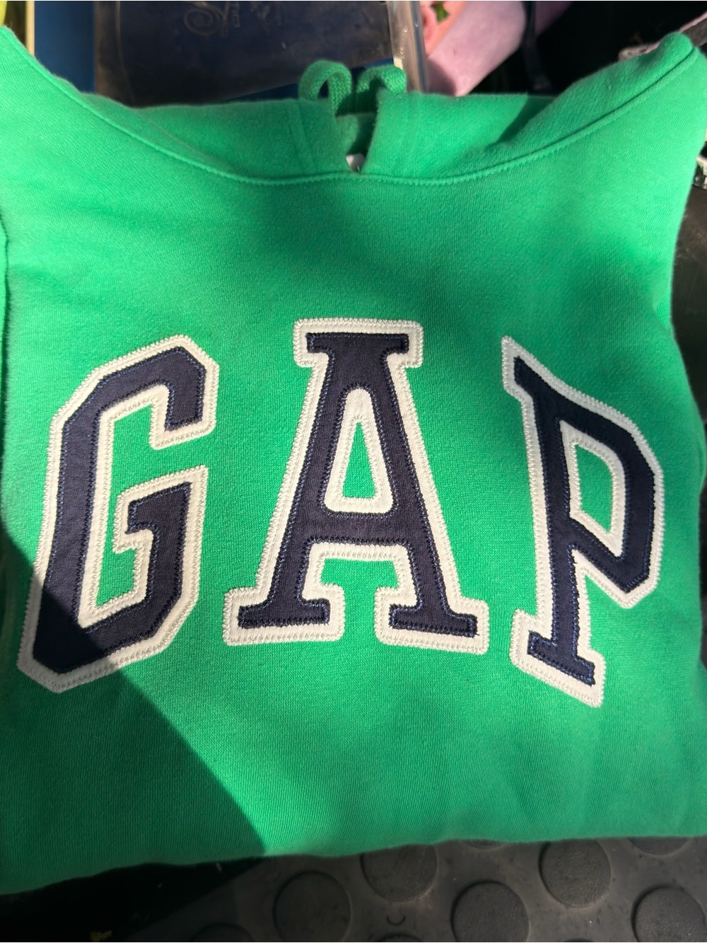 GAP Green Hoodie with Navy and White Logo